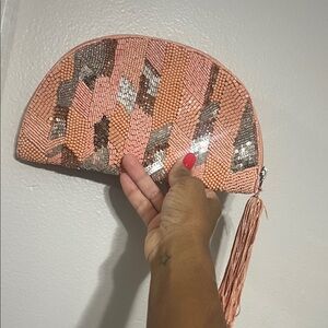 Elegant Pink and Silver Clutch
